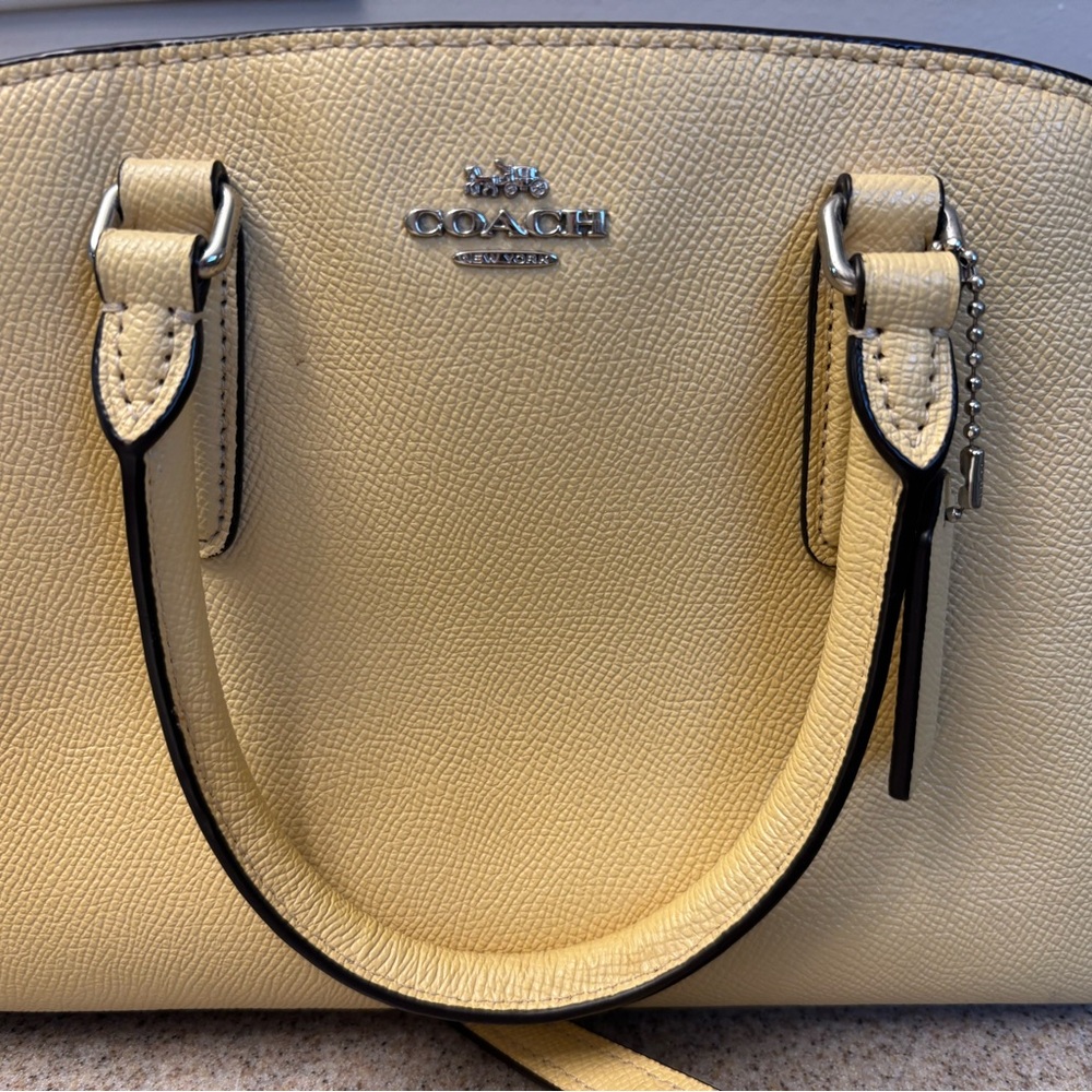 Coach Pebbled Leather Satchel Crossbody – Light Yellow